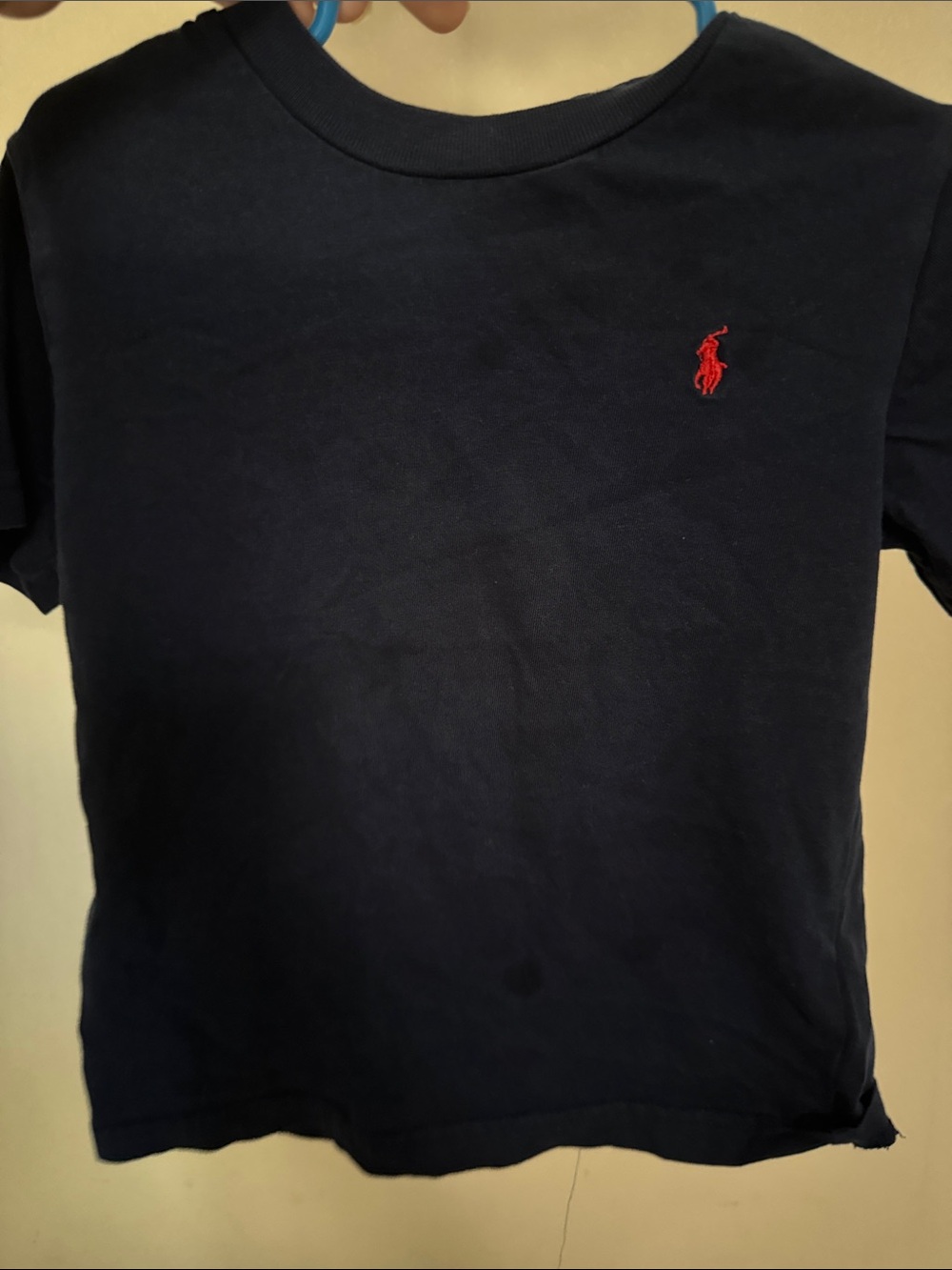 Ralph Lauren Navy Short-Sleeve Tee with Red Pony Embroidery